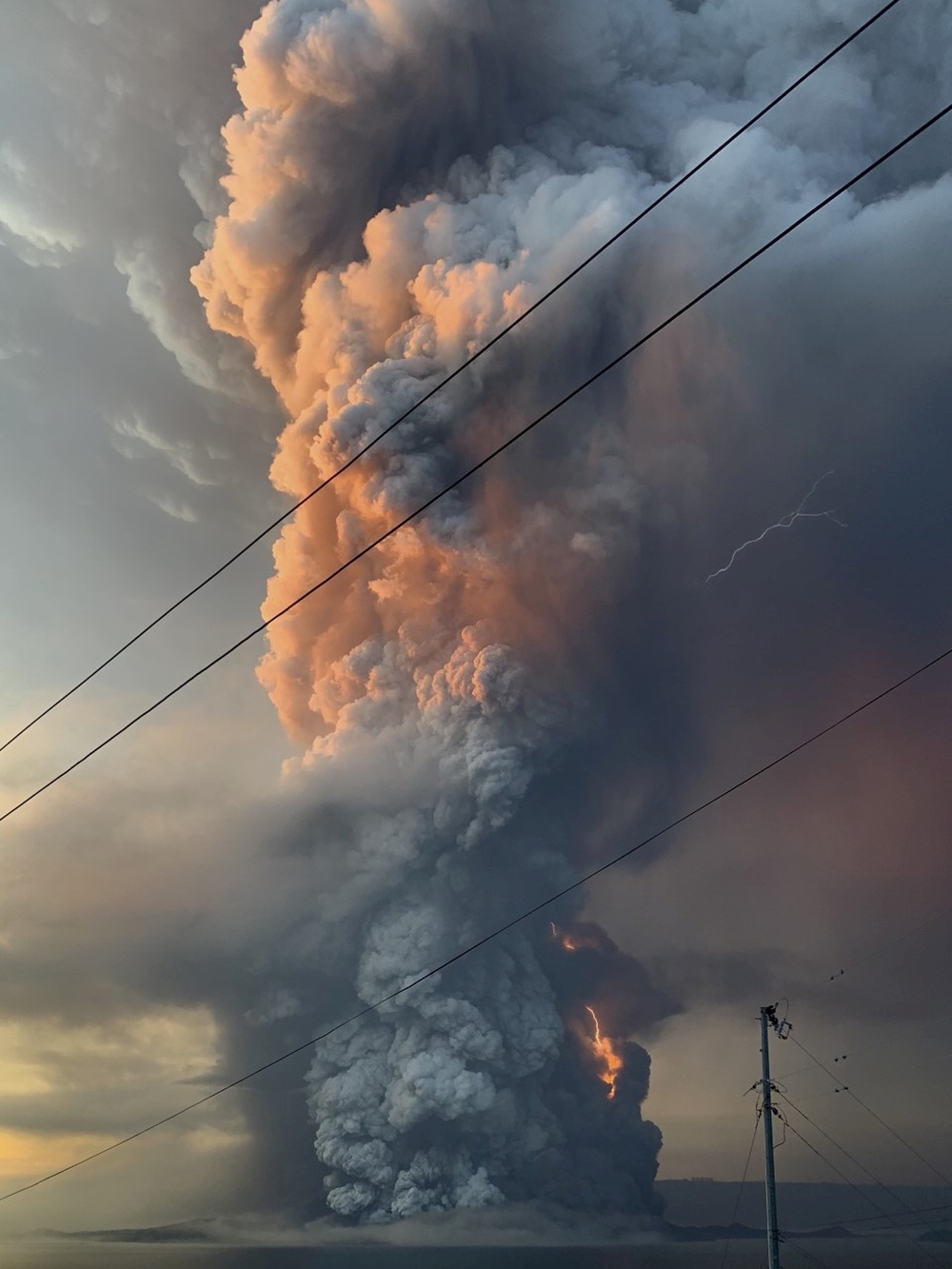 Lightning strike in the midst of Taal volcano explosion is seen in Lipa City  / CHESLIE ANDAL