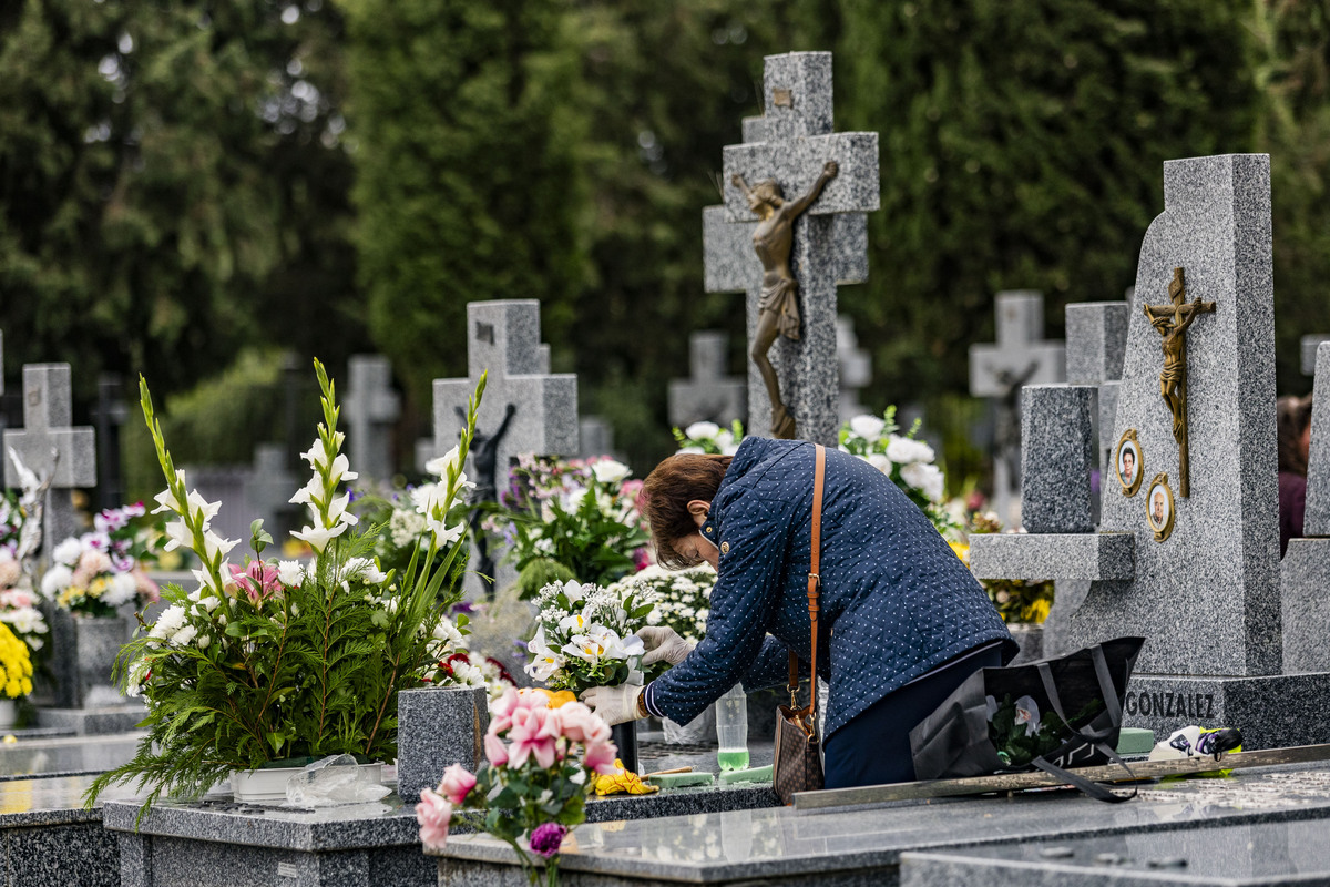 Día de los Santos, gente llevando flores al cementerio, cementerio, flores en el cementerio, Día de todos los SNTO, GENTE COMPRANDO FLORES Y LLEVÁNDOLAS AL CEMENTERIO,  / RUEDA VILLAVERDE