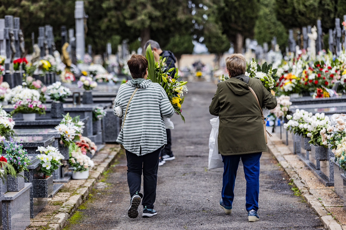 Día de los Santos, gente llevando flores al cementerio, cementerio, flores en el cementerio, Día de todos los SNTO, GENTE COMPRANDO FLORES Y LLEVÁNDOLAS AL CEMENTERIO,  / RUEDA VILLAVERDE