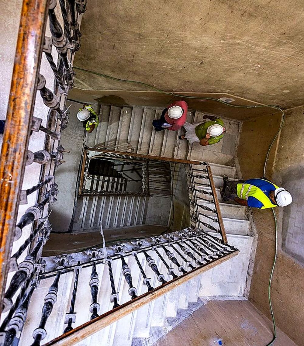 Obras en el antiguo colegio Ferroviario.