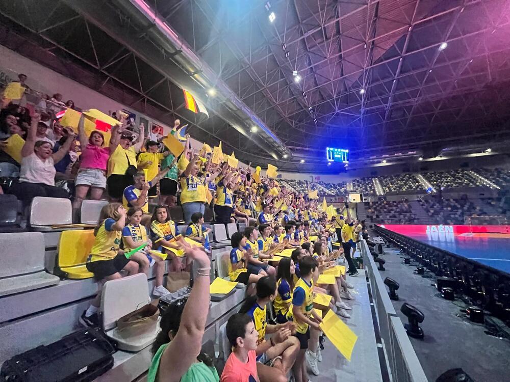 Aficionados del BM Caserío en las gradas del Quijote Arena.