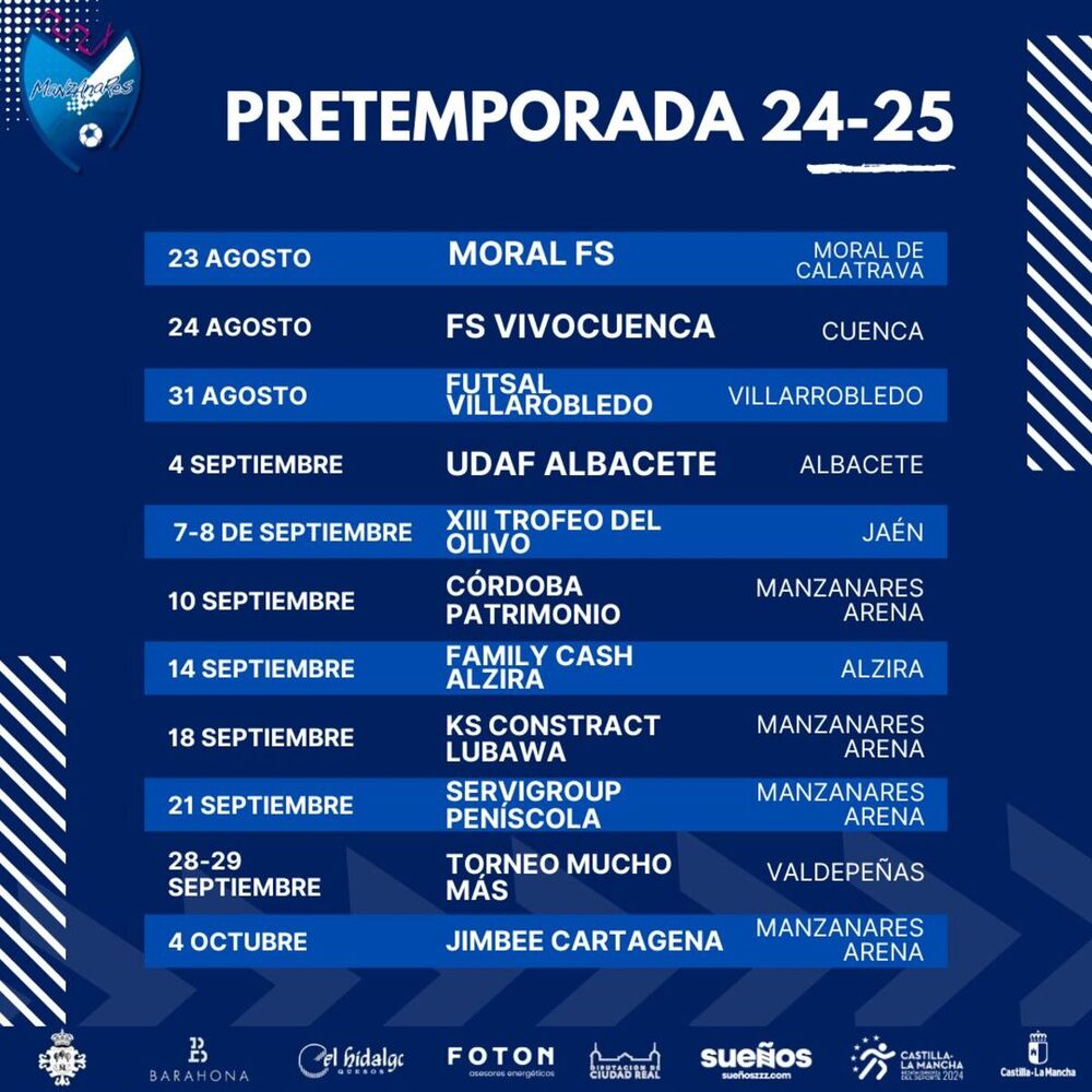 Calendario de pretemporada.