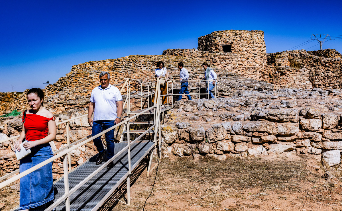 Motilla del Azuer en Daimiel, yacimiento de La Motilla del Azuer en Daimiel con la visita del alcalde de Daimiel Leopoldo Sierra  / RUEDA VILLAVERDE