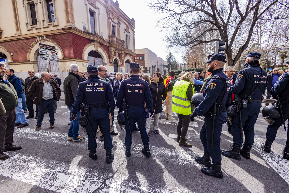 manifestación de agricultores en Ciuadad Rel, AsAJA, TRACTORADA EN CIUDAD REAL, INCIDENTES CON LA POLICÍA NACIONAL Y POLICÍA LOCAL, SUCESO,  Pedro Barato de Asaja enfrentándose a la Policía Nacional, durante la trastorada en Ciudad Real  / RUEDA VILLAVERDE