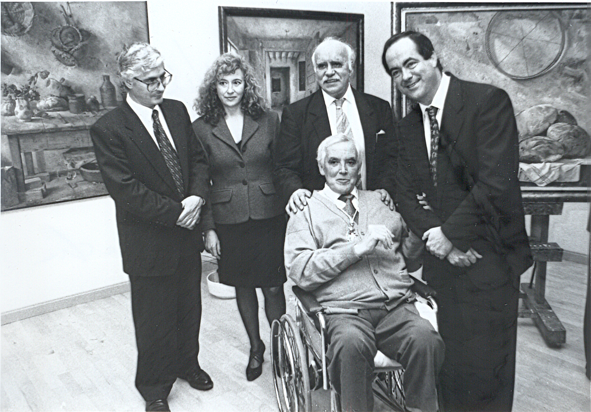 PINTOR LÓPEZ VILLASEÑOR AÑOS 90. CON BONO, FRANCISCO NIEVA, JOSE MARÍA BARREDA Y LA PRIMA DEL RY EN EL FUNERAL  / RUEDA VILLAVERDE