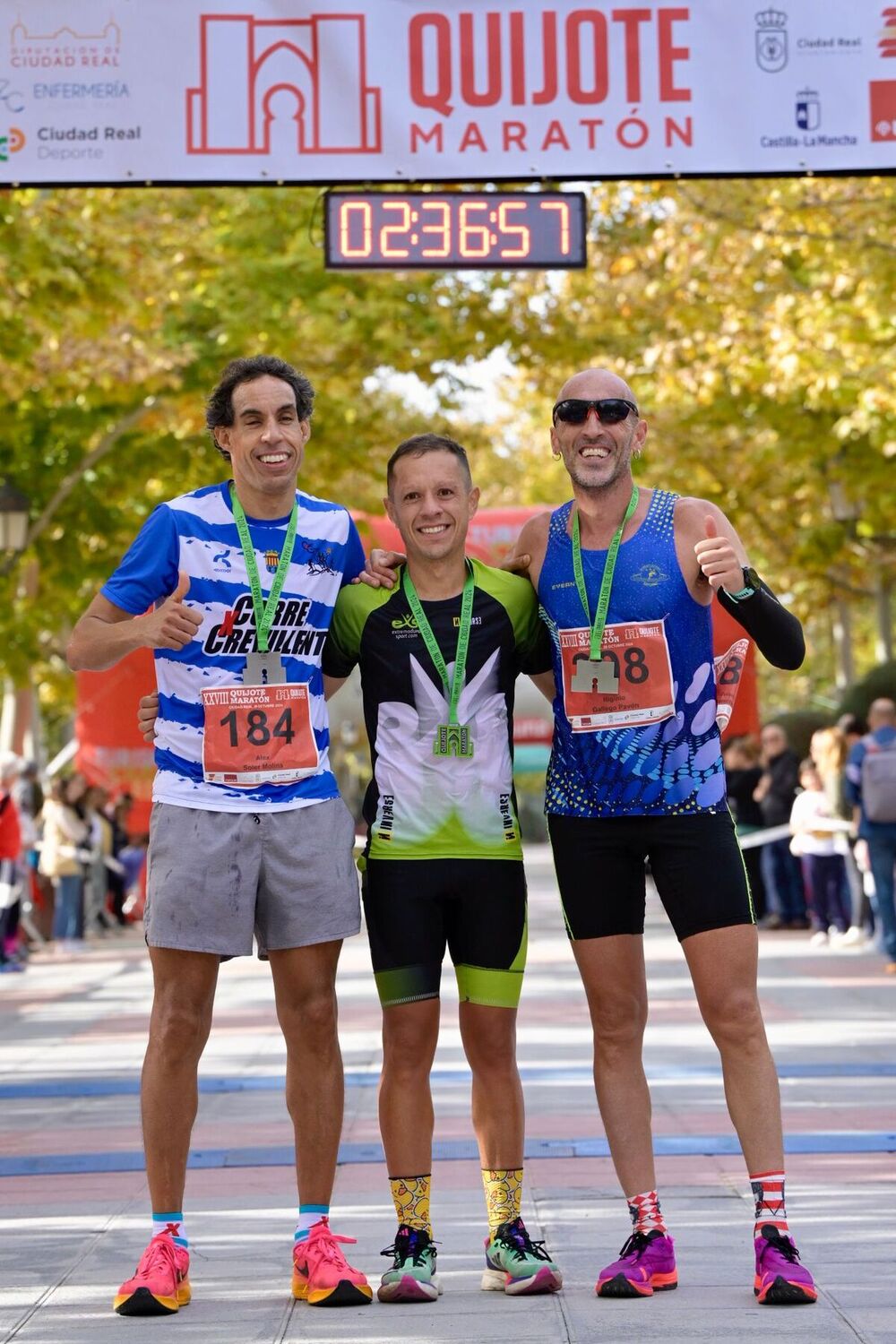 Los tres primeros clasificados en la maratón masculina.