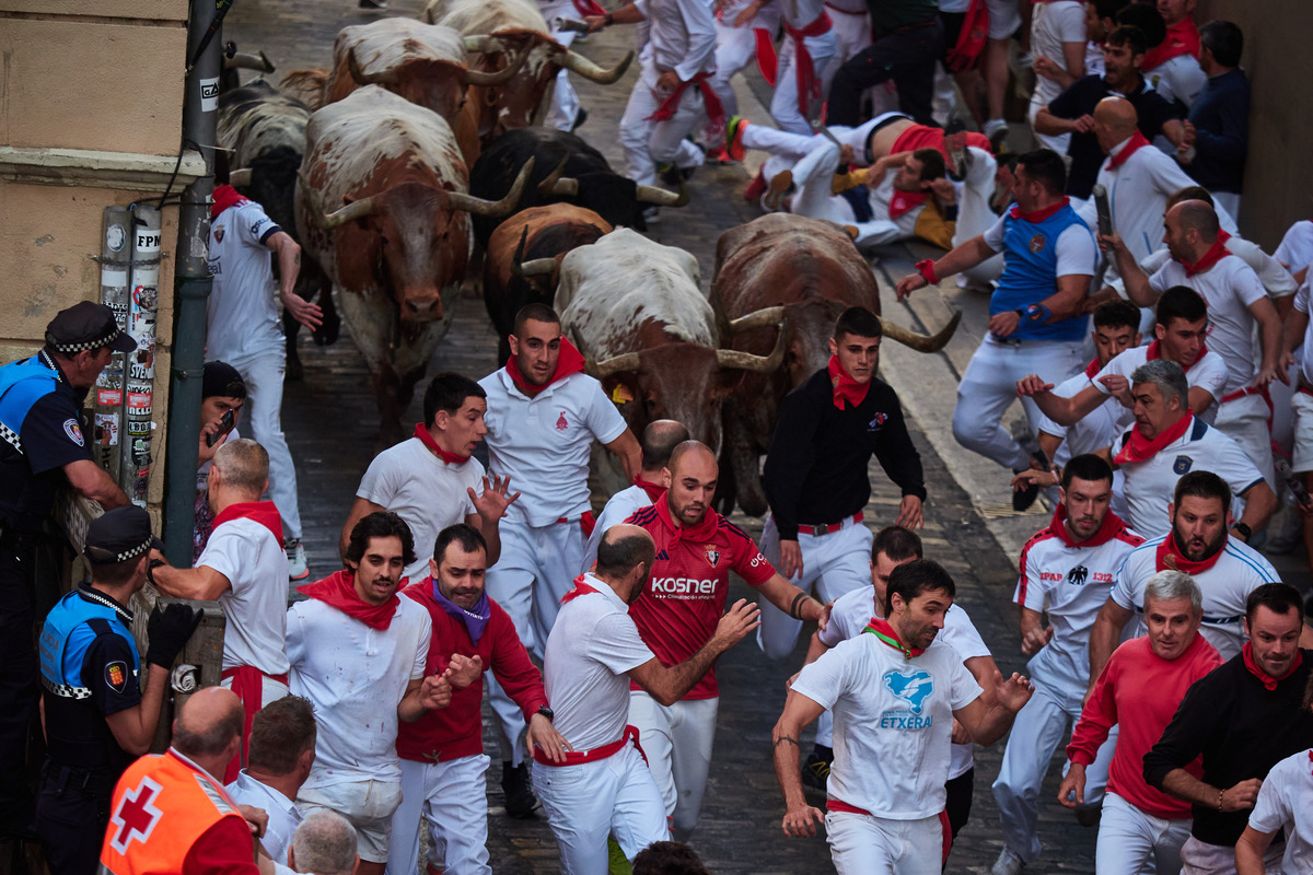 Los toros Cebada Gago protagonizan un encierro rápido y peligroso  / EDUARDO SANZ / EUROPA PRESS