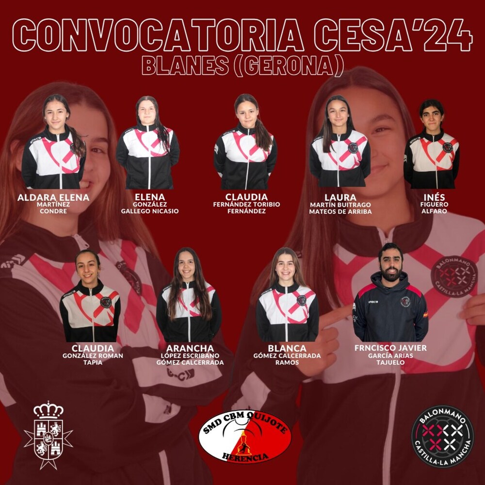 Jugadoras del Herencia que disputaron el CESA, entre ellas Claudia González-Román, con el combinado cadete.