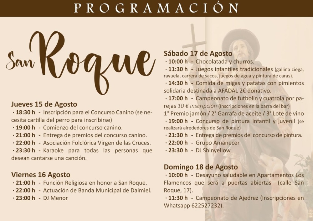 Programa de actividades para San Roque