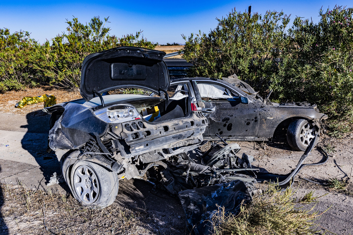 Accidente de tráfico en la  la autovía de Daimiel  A 43 termino de Torralba con dos fallecidos y un herido grave, por un choque frontal provocado por un kamikace en dirección contraria de la autovía dirección Daimiel, Guardia Civil, trafico, suceso,   / RUEDA VILLAVERDE