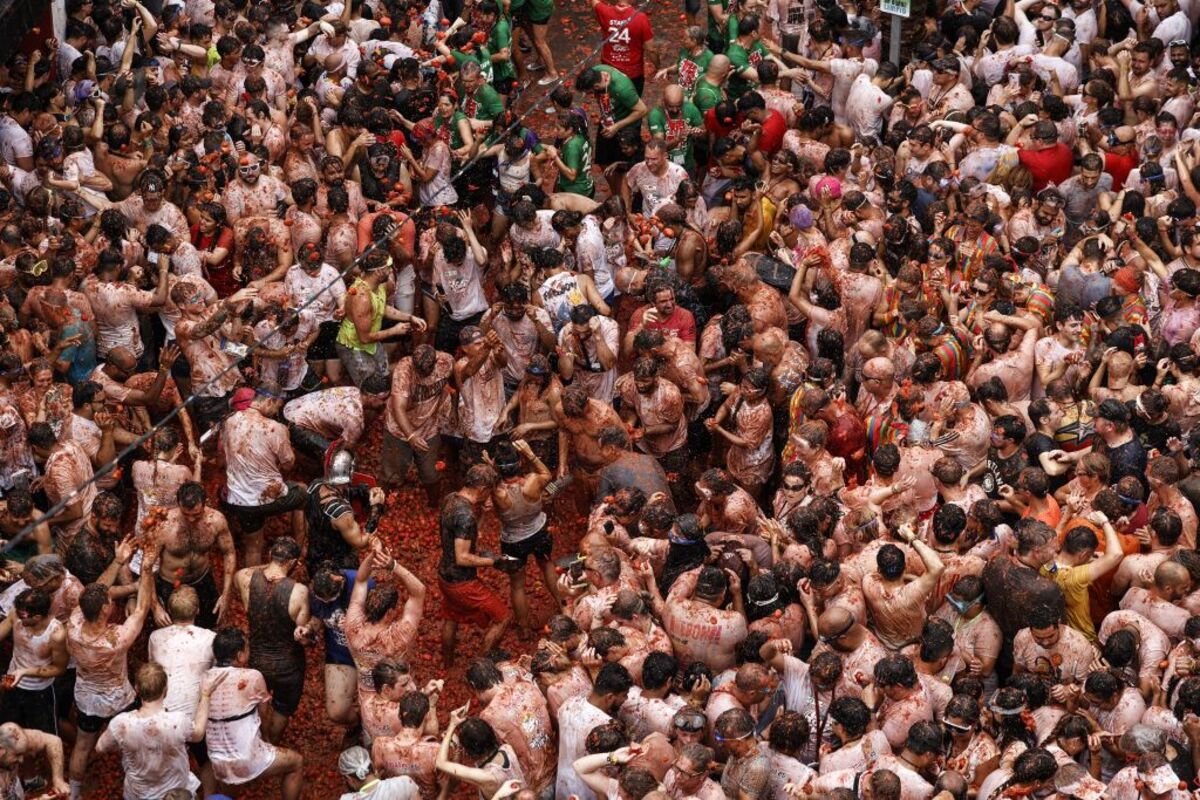 La localidad valenciana de Buñol celebra su mundialmente conocida Tomatina  / BIEL ALIÑO