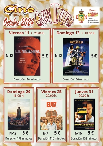 Siete proyecciones de cine en el mes de octubre en Manzanares