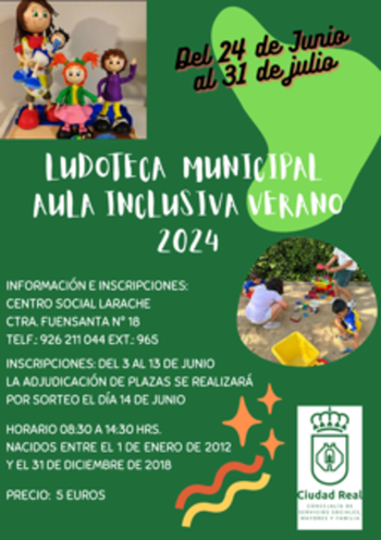 La ludoteca municipal de Ciudad Real comenzará el 24 de junio