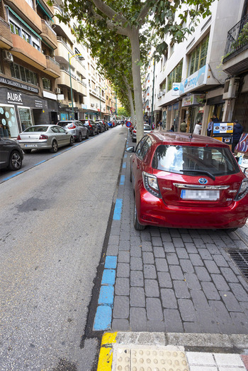 La zona azul de la calle Alarcos para plazas de residentes