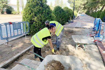 Obras repara los daños por raíces de árboles en varias calles